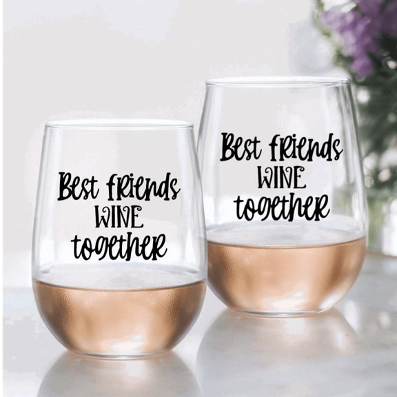 Best Friends Wine Together Wine Glass