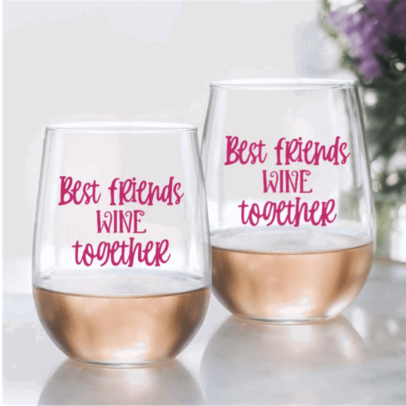 Best Friends Wine Together Wine Glass