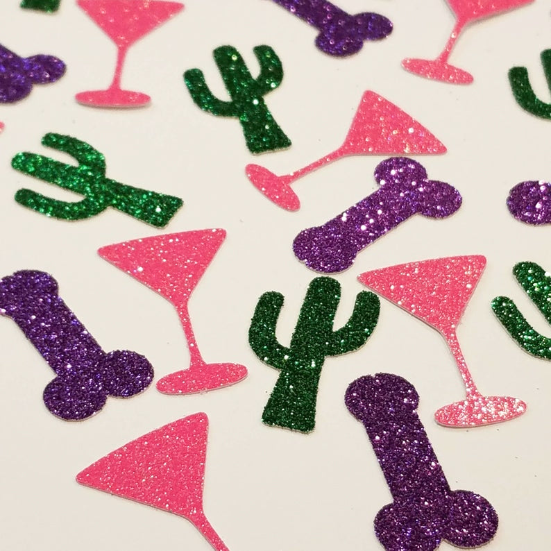 Cactus and Penis Bachelorette Glitter Confetti