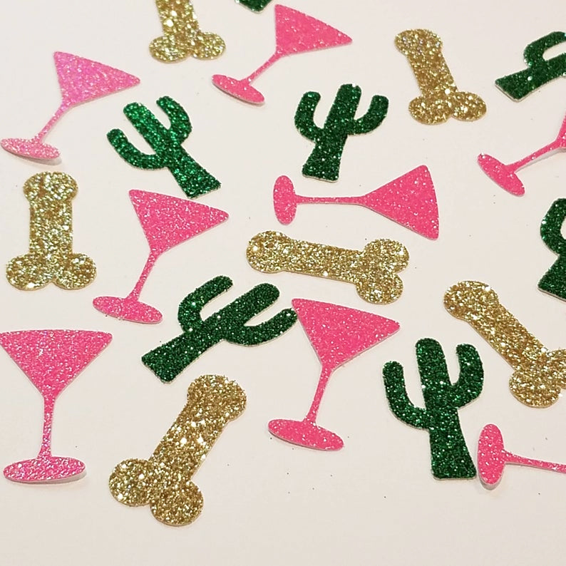 Cactus and Penis Bachelorette Glitter Confetti