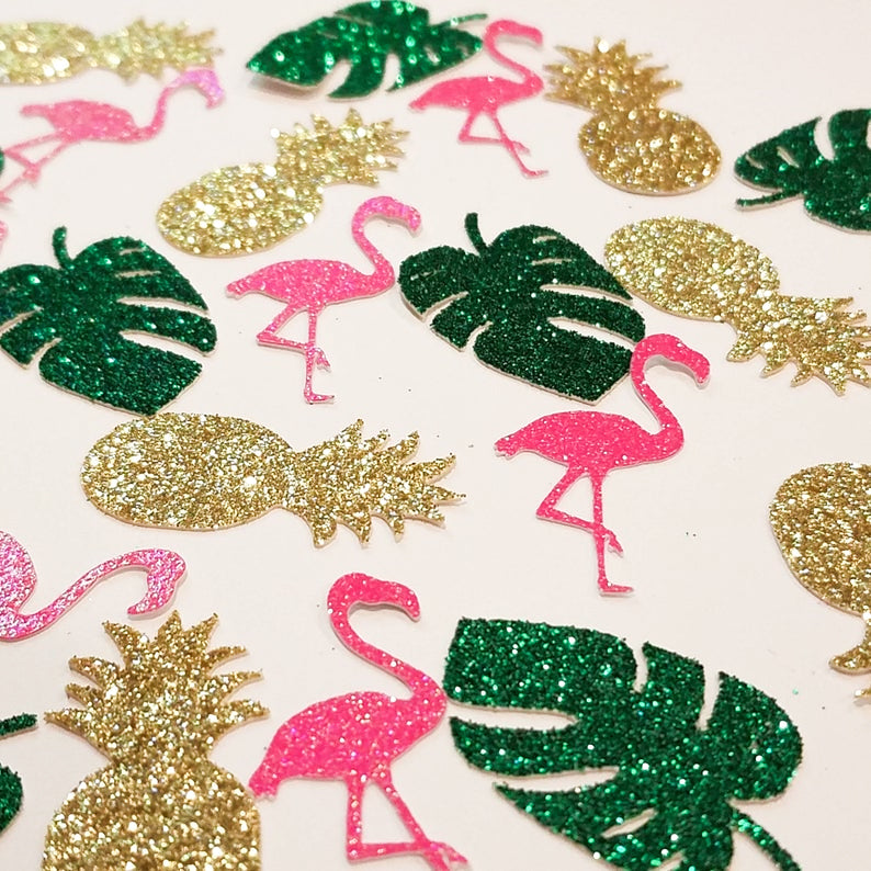 Tropical Pineapple and Flamingo Glitter Confetti