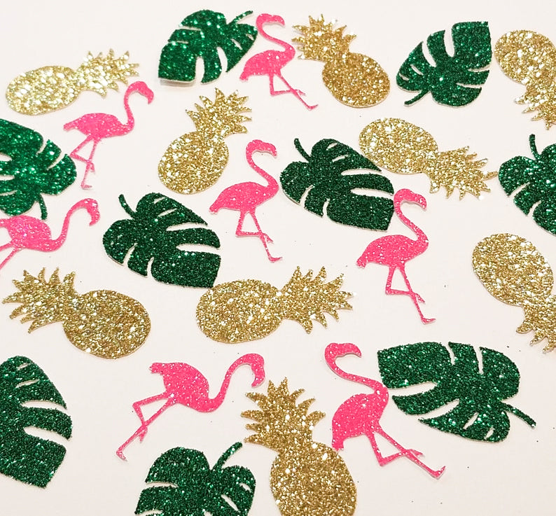 Tropical Pineapple and Flamingo Glitter Confetti