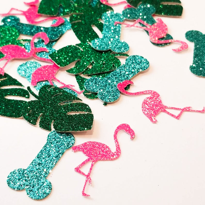 Tropical Luau Flamingo Glitter Penis Confetti