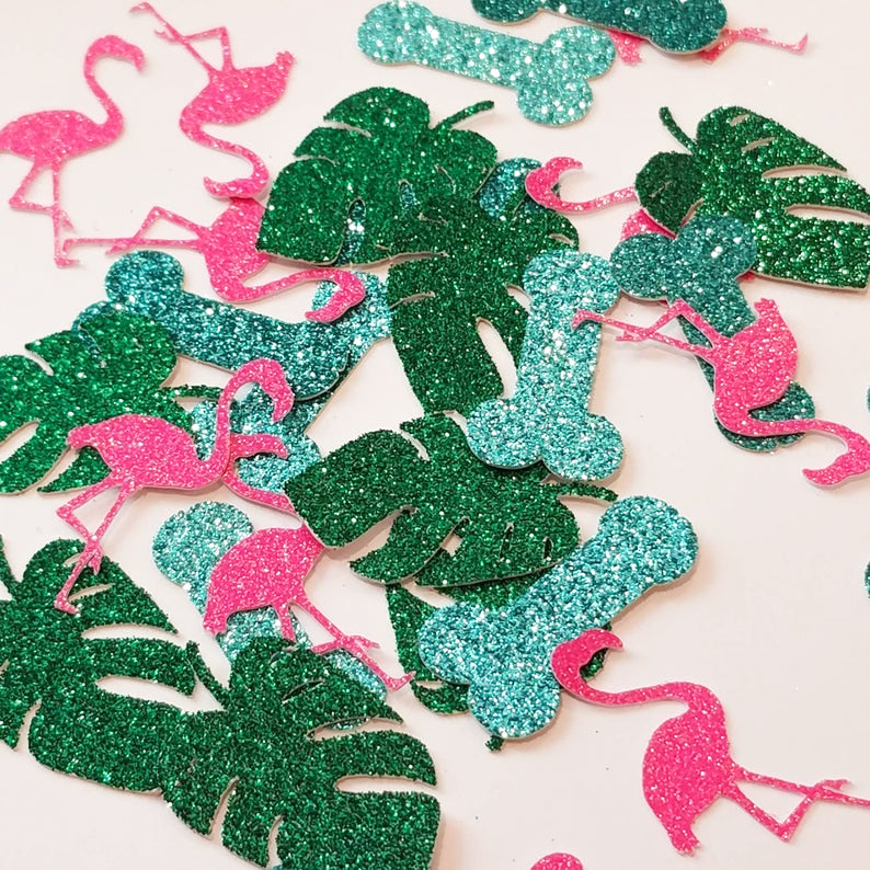 Tropical Luau Flamingo Glitter Penis Confetti