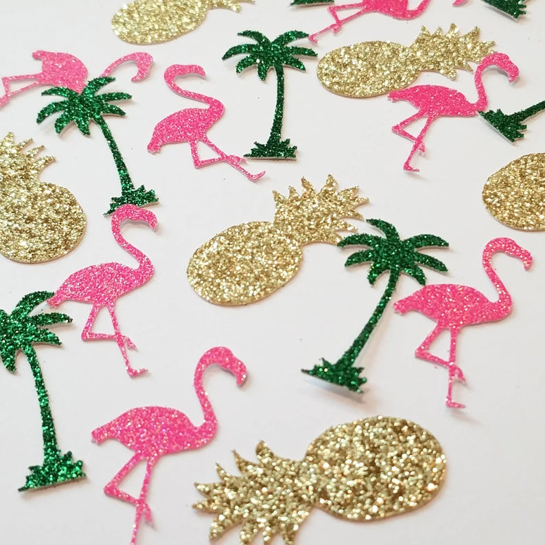 Tropical Flamingo Glitter Bachelorette Confetti