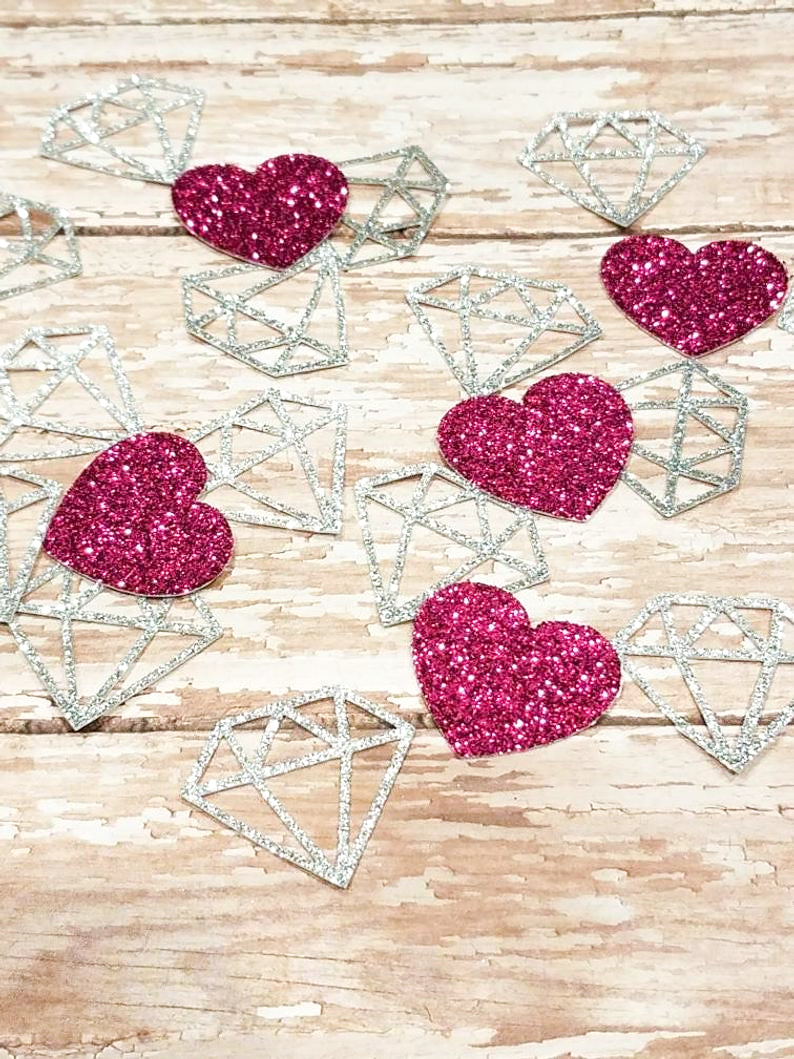 Hearts and Diamond Glitter Party Confetti