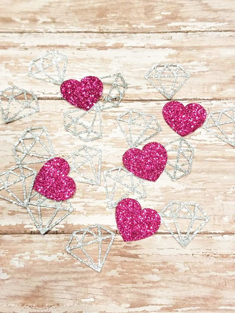 Hearts and Diamond Glitter Party Confetti