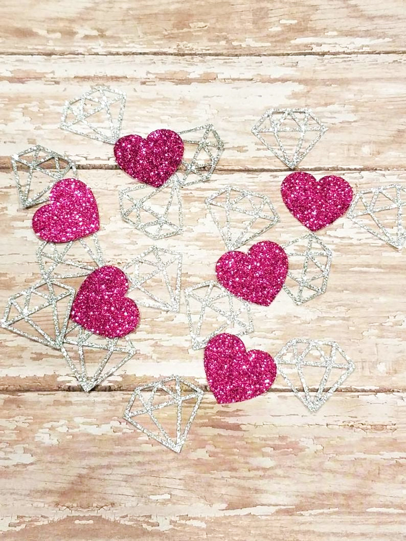 Hearts and Diamond Glitter Party Confetti