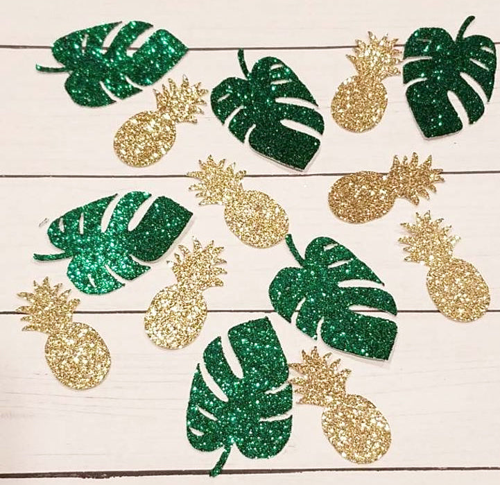 Palm Leaf and Pineapple Tropical Glitter Confetti