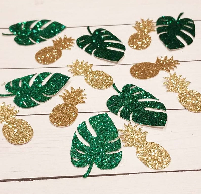 Palm Leaf and Pineapple Tropical Glitter Confetti