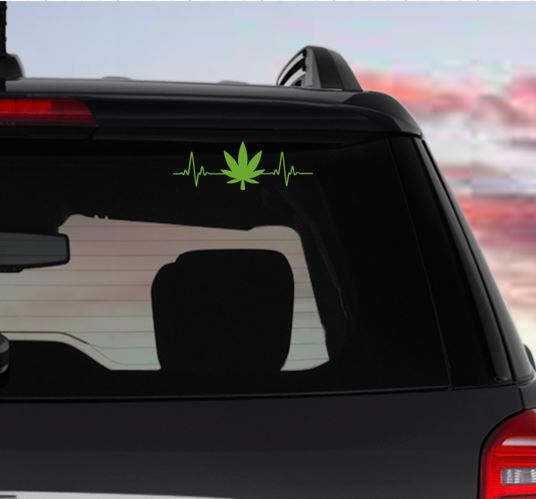 Weed Heartbeat Vinyl Decal